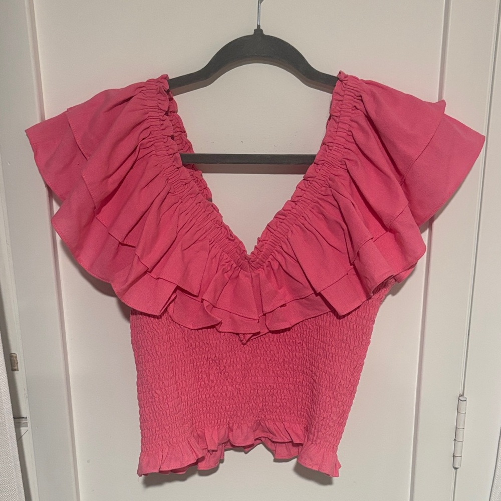 Lush Pink Ruffled Blouse size large
